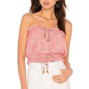 We The Free Red Peppermint Tube Top